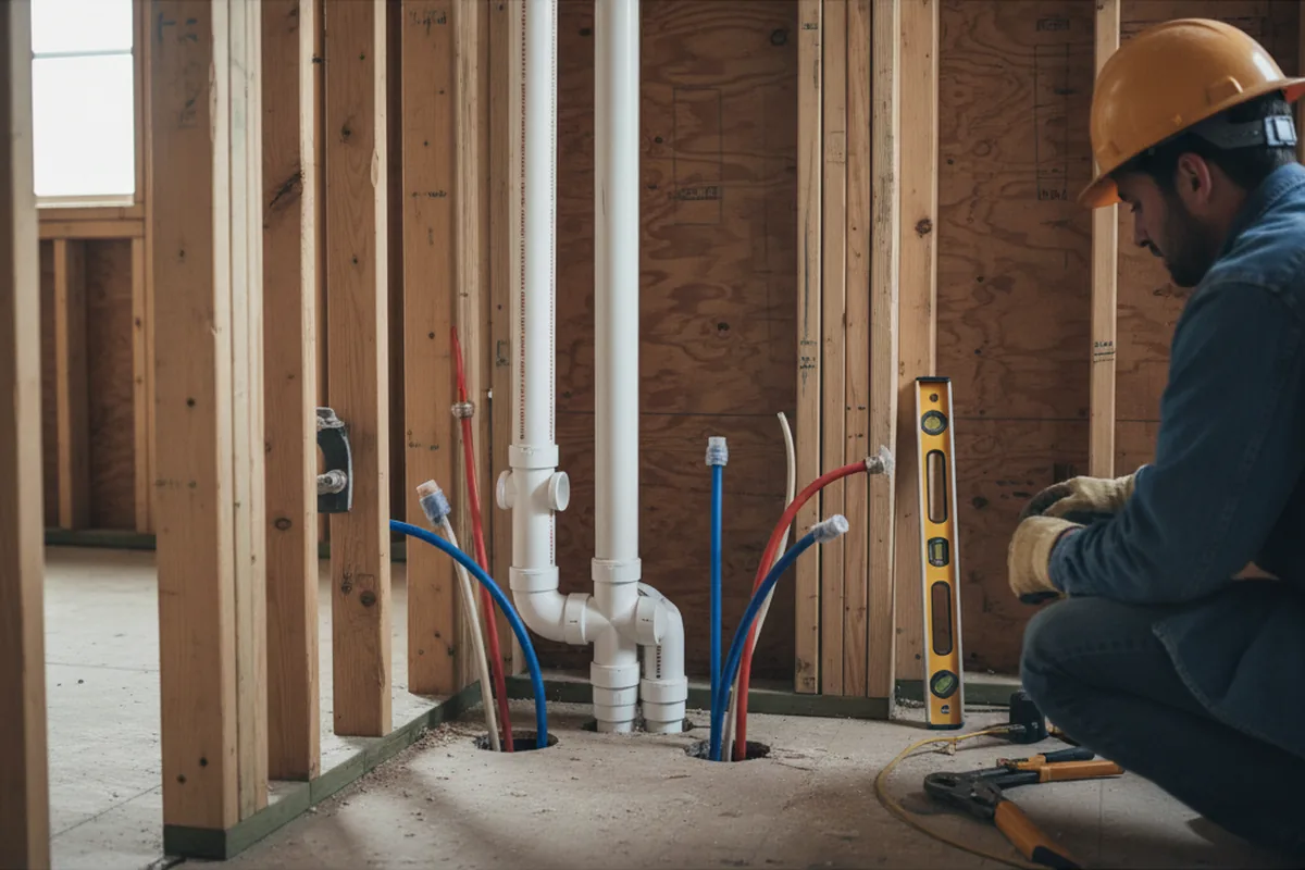 Drain and supply rough-in during Leak Detection in Pasadena
